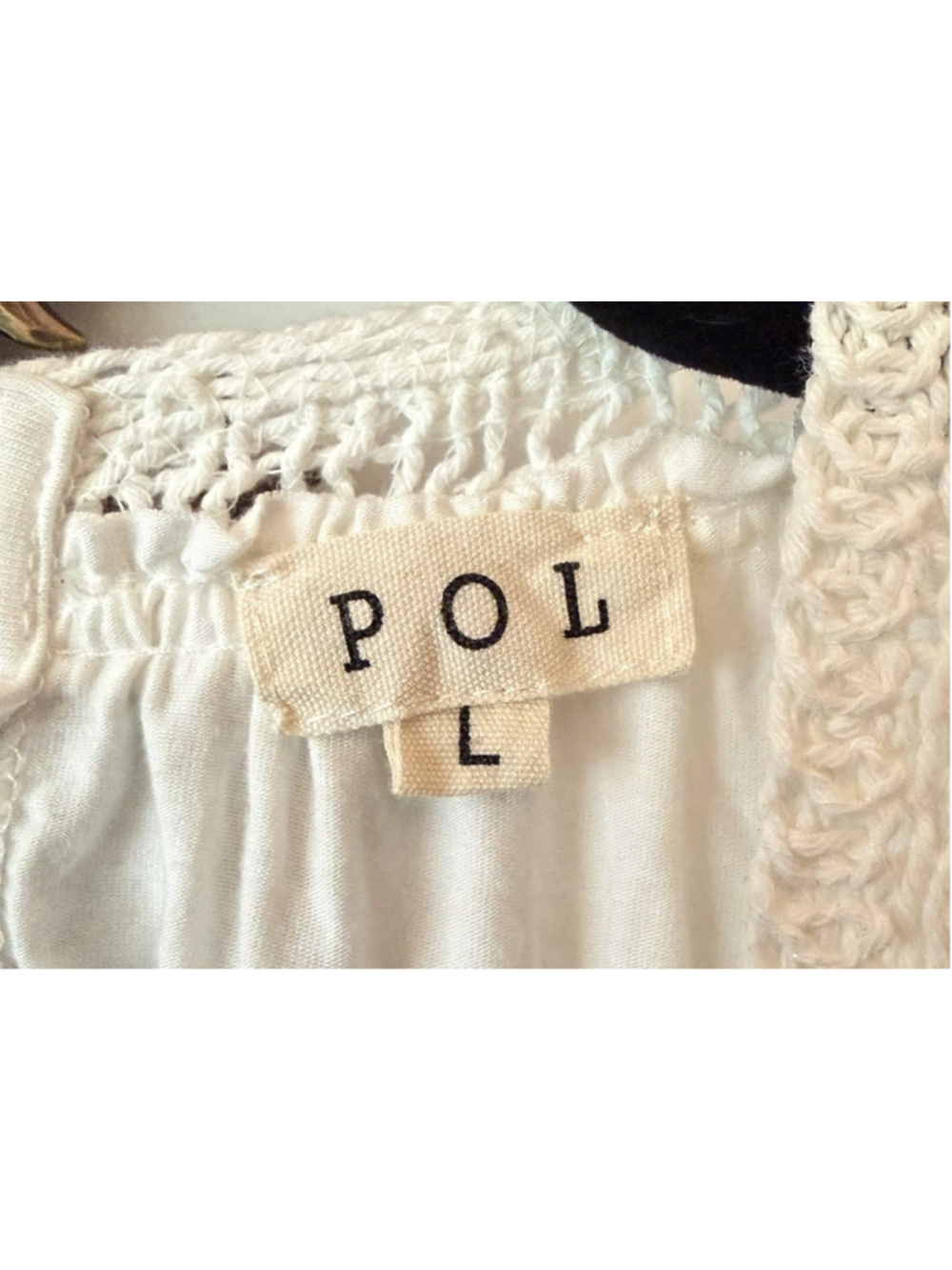 POL Ivory Crochet Lace Boho Sleeveless Top Large L Bohemian Floral - Picture 3 of 4